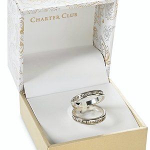 NWT MACY’S CHARTER CLUB GLASS STONE RING DUO IN FINE SILVER - 8